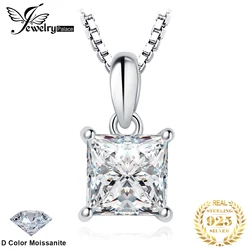 JewelryPalace Moissanite D Color 1ct Princess 925 Sterling Silver Pendant Necklace for Woman No Chain Yellow Rose Gold Plated