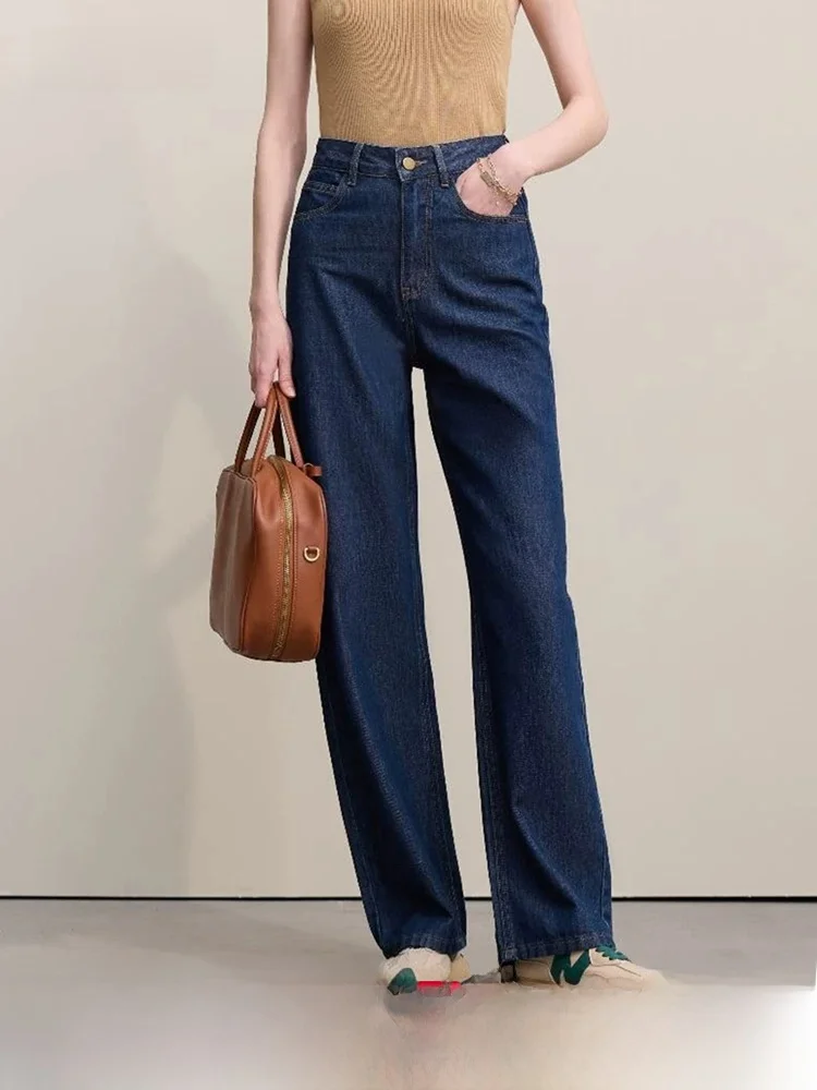 

i Women's Straight Leg Jeans Casual Sle Letter Emed High Temperature Pred Rayon Cotton Blue Spring New Arrival