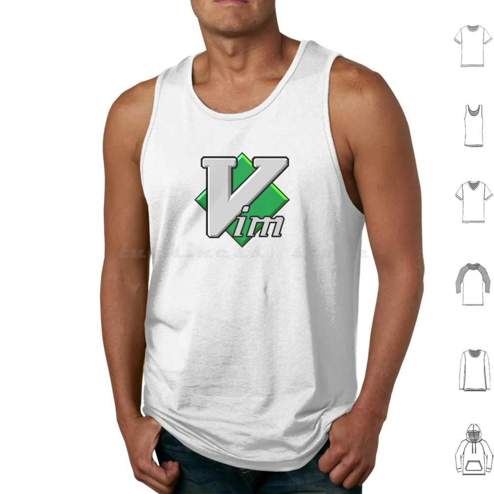 Vim Tank Tops Vest Sleeveless Vim Logo Developer Programmer Saw Text Editor Unix System Programming Languages Improved Code