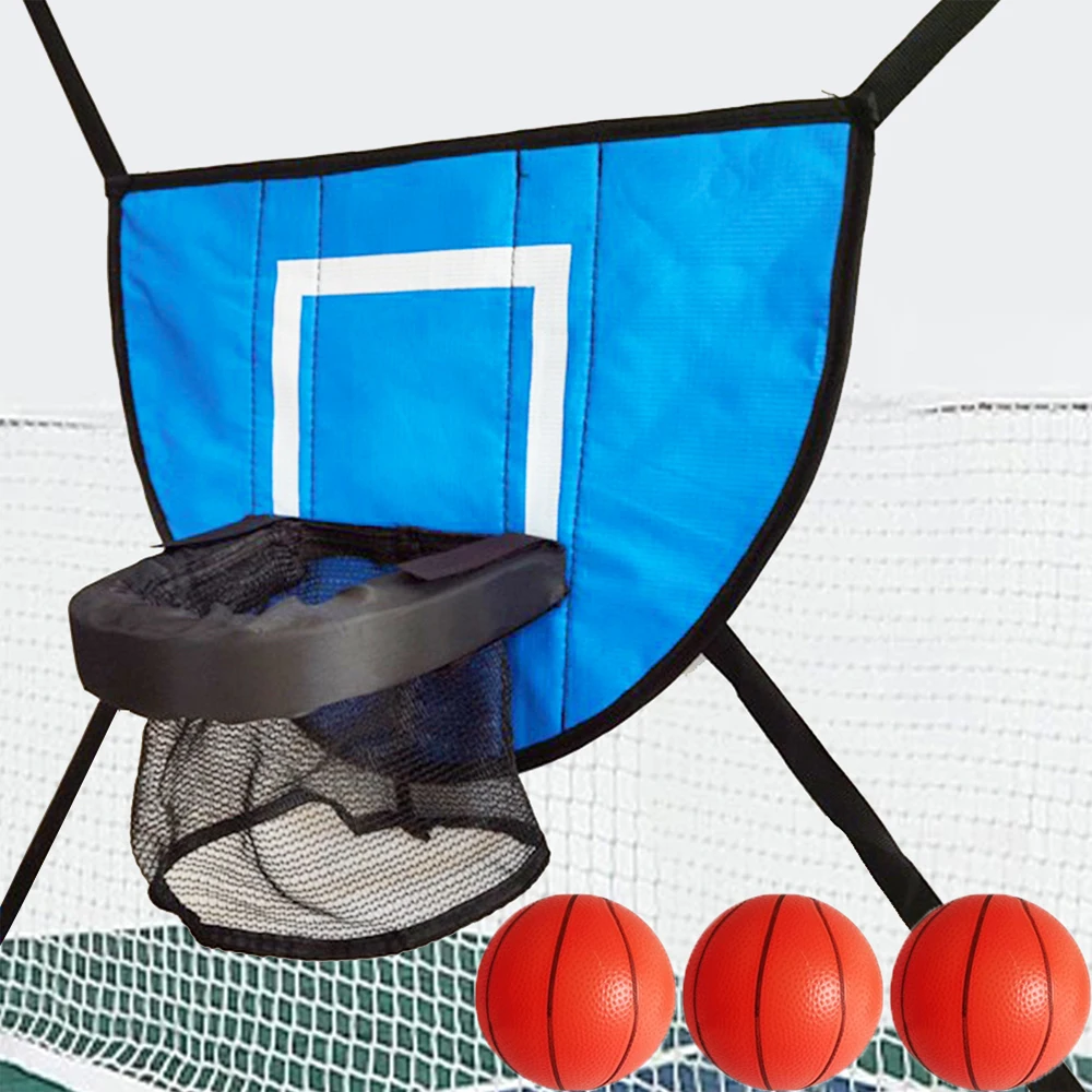 

Trampoline Basketball Hoop Kit with Pump and Mini Ball Easy To Assemble Trampoline Accessory for Trampoline Basketball Rack