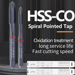 VOKET 1PCS HSS-CO Red Ring JIS Standard With OX Spiral Pointed Tap UNC UNF 4-40 6-32 8-32 10-24 1/4 Machine Screw Thread Taps