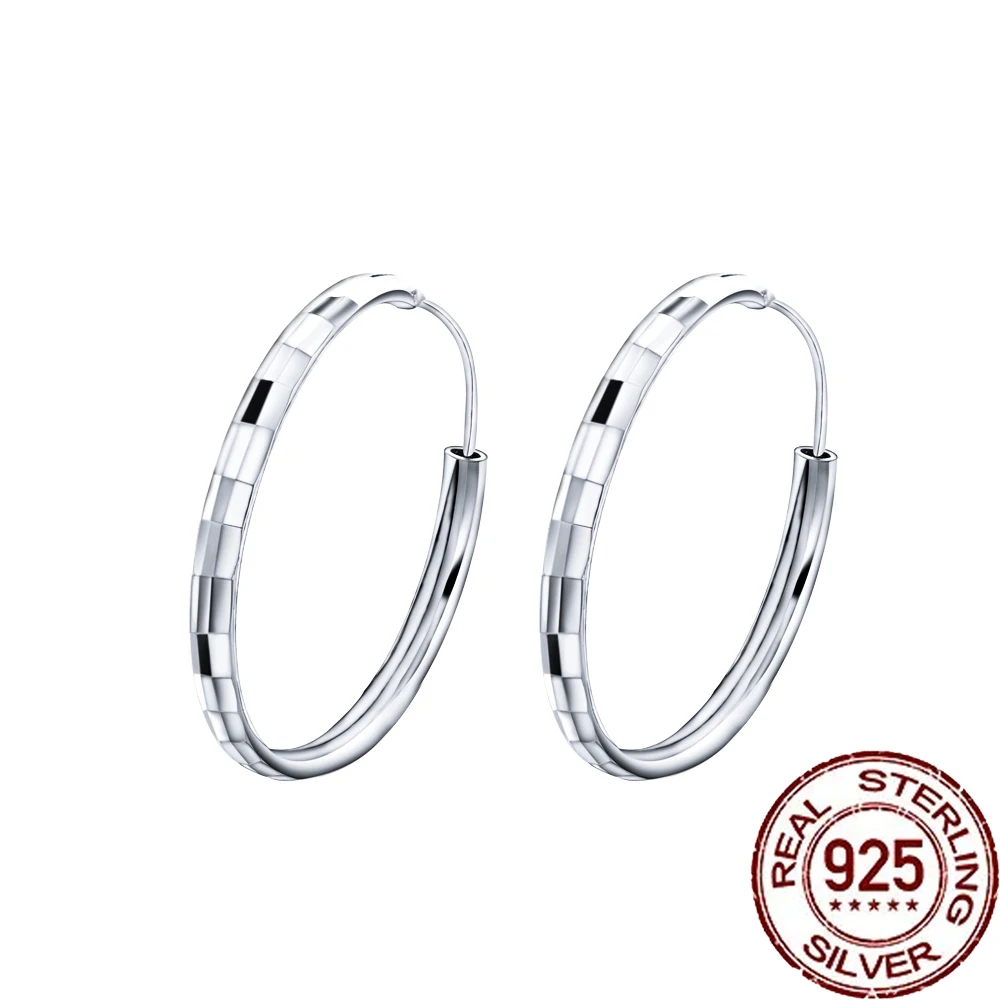 CWWZircons Classic S925 Sterling Silver Big Circle Hoop Dangle Earring for Women Party Wedding Fine Jewelry Accessories SE061