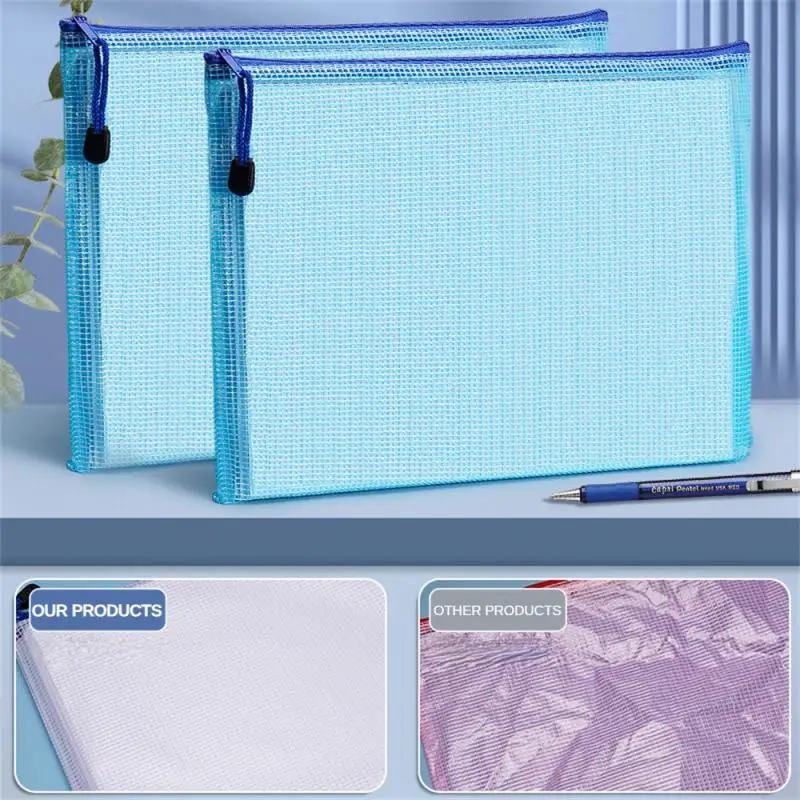 A3/A4/A5/B6 Mesh Zipper Pouch Document Bag Waterproof Zip File Folders School Office Supplies Pencil Case Cosmetic Makeup Bags