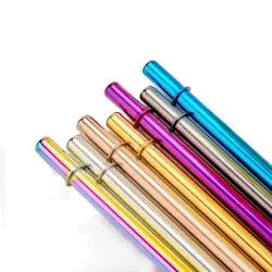 5pcs Drinking Straw Circle 8mm 22cm Stainless Steel Straw Bar Milk Tea Juice Beverage Straw