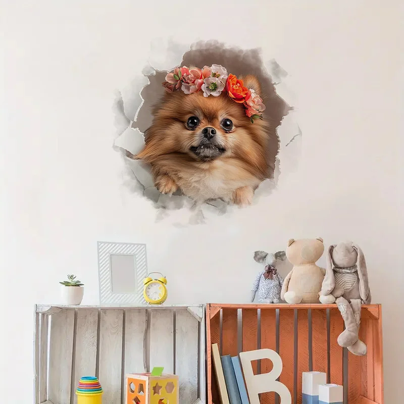 90763# Pretty Pomeranian Puppy  Stickers, Bright Wall for Home, Cabinet, Door,Decoration, Vinyl Car Decals, Outdoor Indoor Use