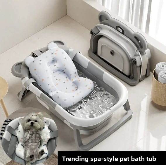 Intelligent temperature sensing baby folding bathtub, pet bathtub, cat specific bathtub, cat and dog bath, cute and fun bathtub