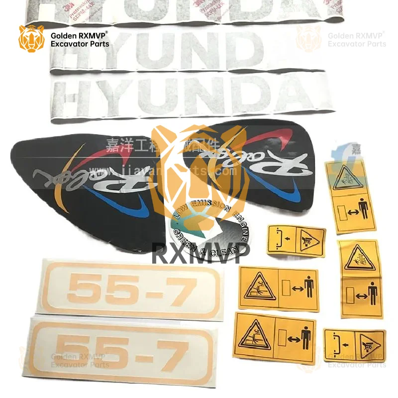 For Car Logo Hyundai r55 7 r60 7 r80-7Stickers for entire car body Excavator Parts