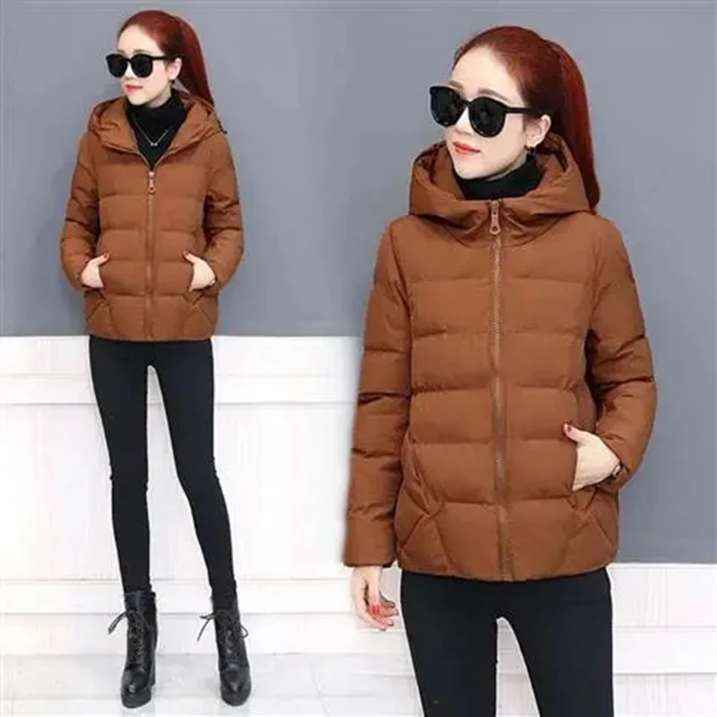 2023 Autumn Winter Cotton Suit Women Short Korean Loose Large Bread Suit Cotton Coat Coat Thickened Hooded Cotton Coat Jacket