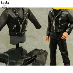 1/6 ZYTOYS Soldier Black Cool Male Leather Jacket Coat Jeans Clothes Set Fit 12