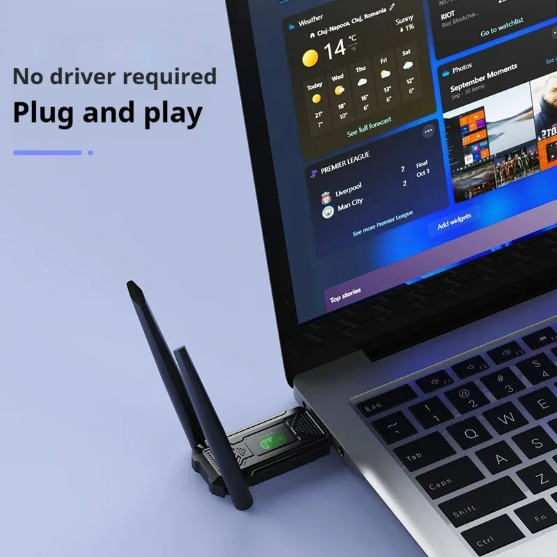 듀얼 밴드 USB 와이파이 1200Mbps 어댑터, 2.4GHz 5GHz 와이파이, 안테나 2 개, PC 미니 컴퓨터, 600Mbps 네트워크 카드 리시버