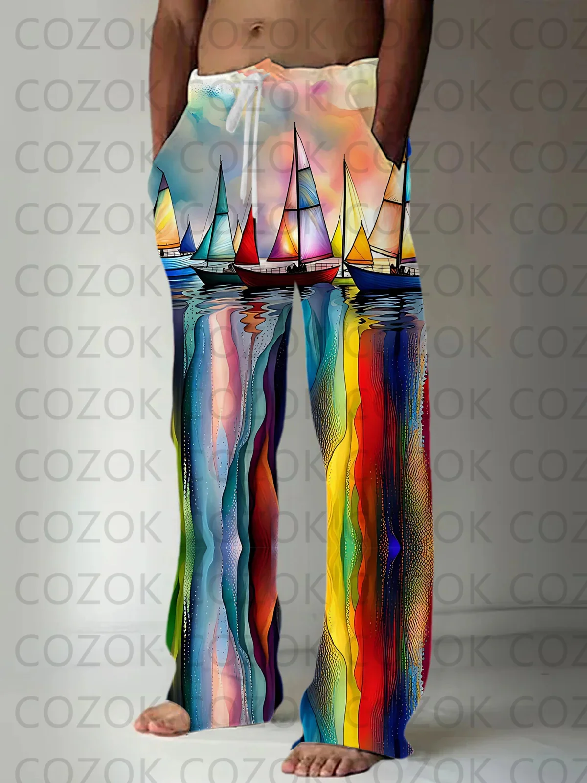 Boat Pattern Digital Printing Pants for Men and Women, Fashion Casual Pants for Men and Women