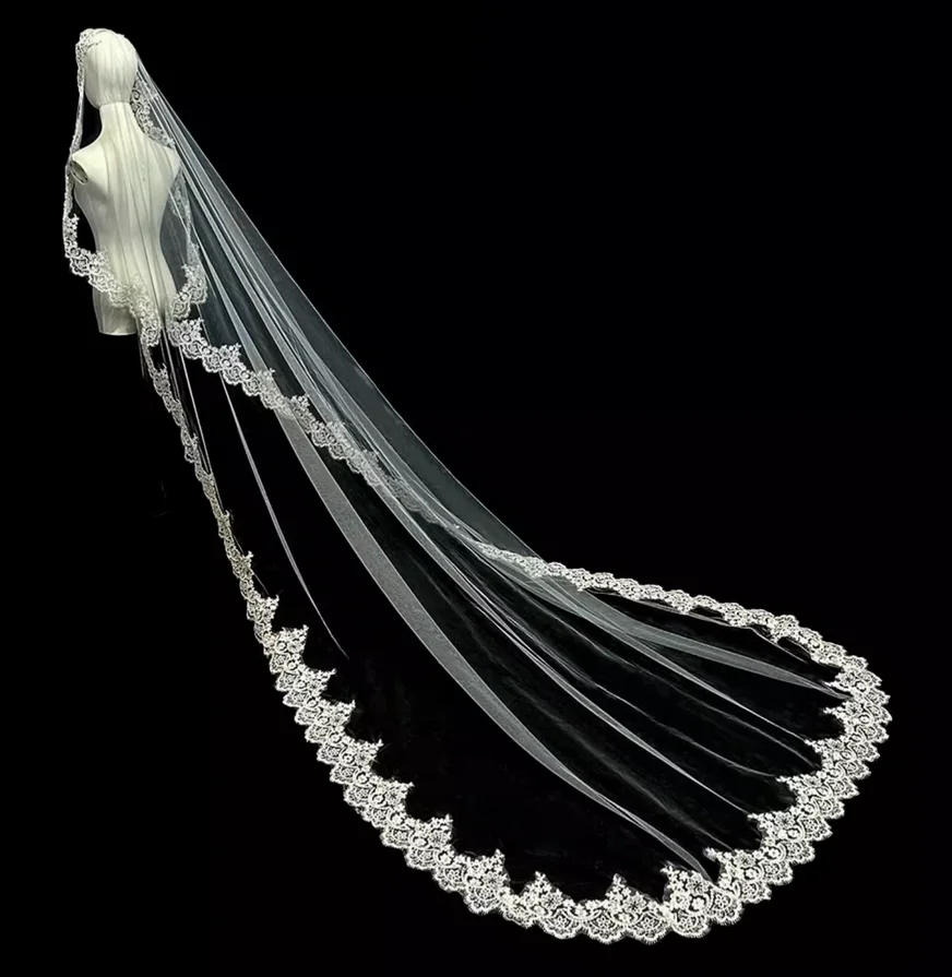 Novo véu de noiva, acabamento de renda luxuoso e resistente, cauda extra longa, perfeito para casamentos, casamentos com tema floresta e viagens