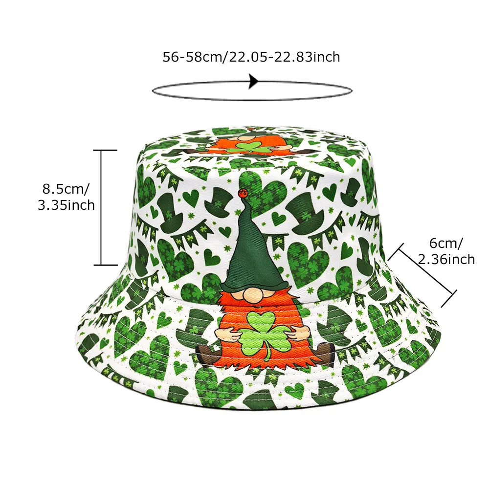 2025 عيد القديس باتريك قبعة بحافة للنساء الرجال الاستوائية طباعة مراجعة الصيف مزدوجة الجانب قبعة الشمس الورقة الخضراء بنما قبعة الشاطئ #5