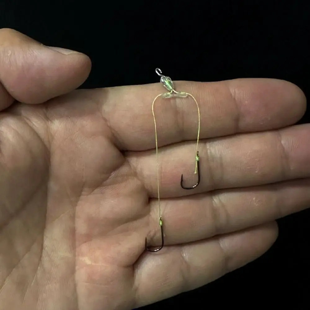 6 stücke Neue 2 Haken Angelschnur Raum Bifurkation Acht Typ Tragbare Raum Bean Linie Swivel Werkzeug Binden Werkzeug