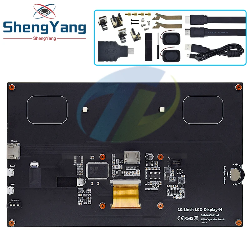 Imagem -06 - Módulo de Exibição Lcd Compatível com Tzt-hdmi 10.1 Tela de Toque Capacitiva 1024x600 Ips hd Visualização para Raspberry pi b 3b Mais 4b