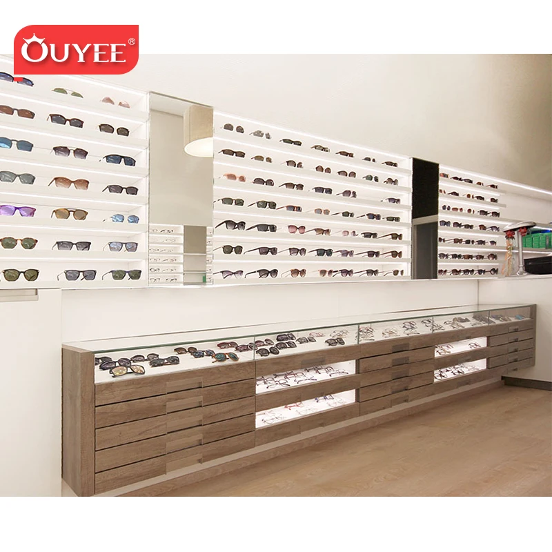 Customized-Customized Wall Mount Eyeglass Display Sunglasses Display Rack Optical Shop Decoration Eyewear Store Interior Design