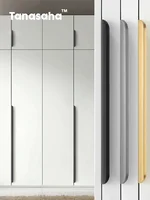 Manijas ocultas doradas y negras, manija de puerta Invisible, tiradores largos de aleación de aluminio para armario de cocina, perilla de puerta de armario y herrajes de manija