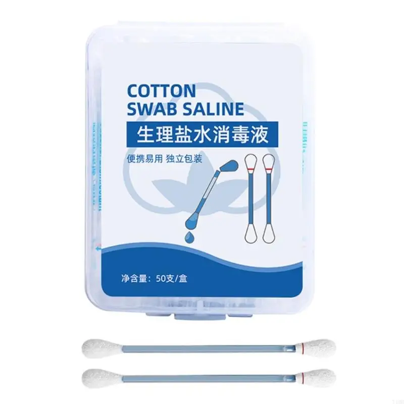 50pcs生理食塩水溶液綿棒防腐剤綿棒生理食塩水クレンジングコットンスワブT4MB