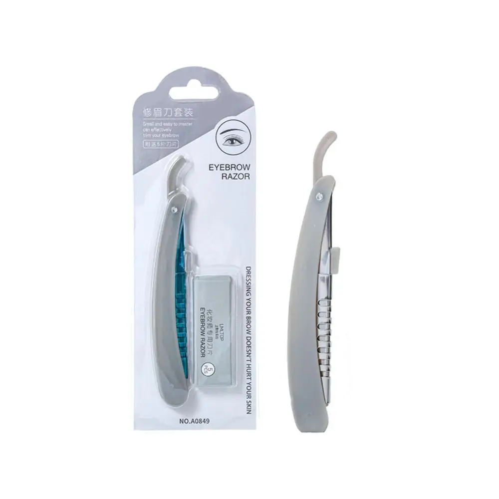 Maquinilla de afeitar para cejas plegable en caliente, recortadora de cejas Simple de acero inoxidable, Mini recortadora de cuchillas de afeitar para afeitarse la cara, barba para hombres