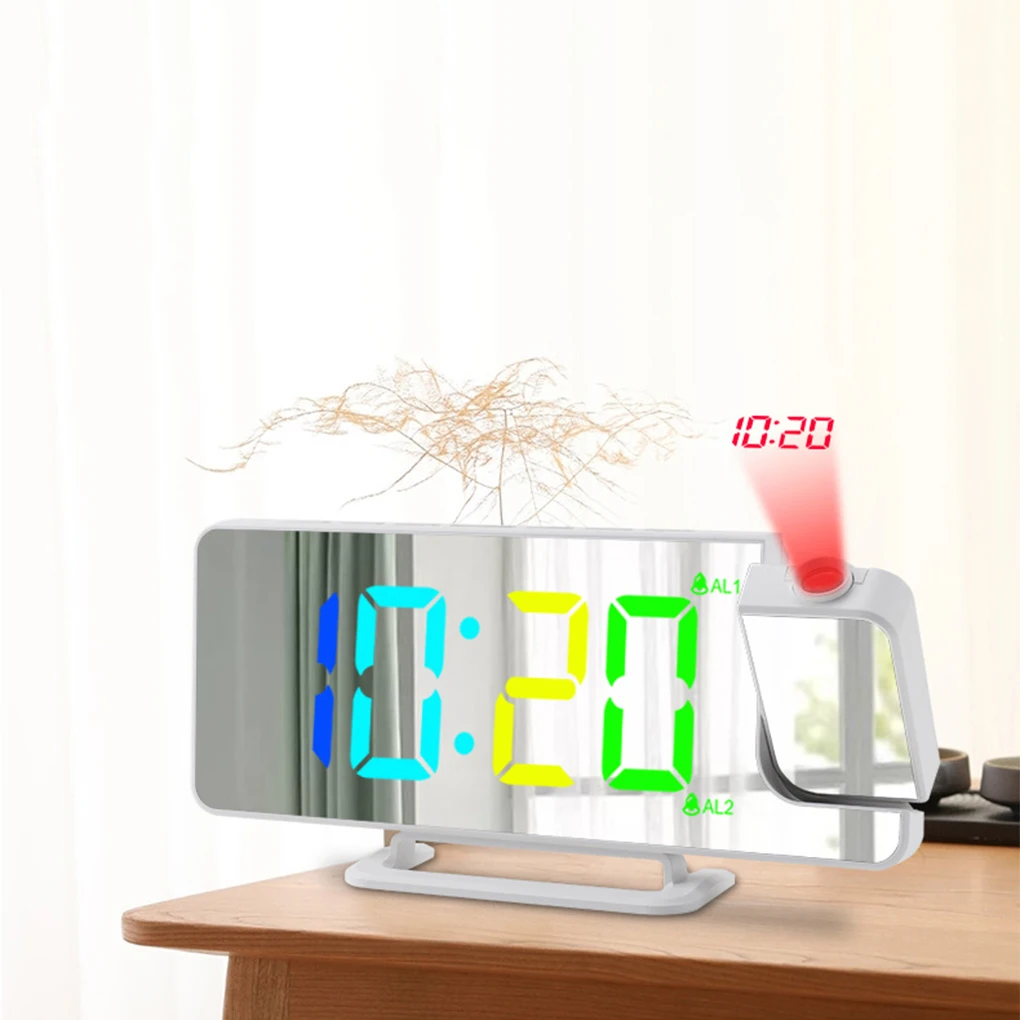 Adjustable Brightness RGB Projection Clock With Snooze Function Two Sets Of Alarm Clocks ABS