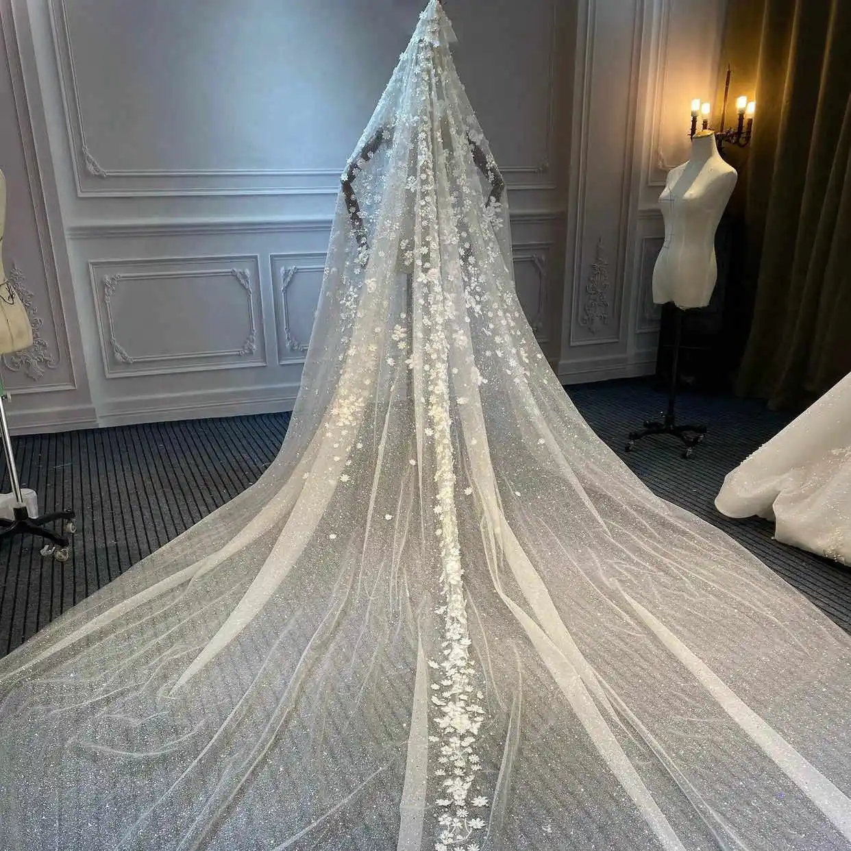 Voiles de Patients Élégants pour Femme, Robe de Princesse Personnalisée, à une Couche, avec Application, pour Mariage Principal, Sauna