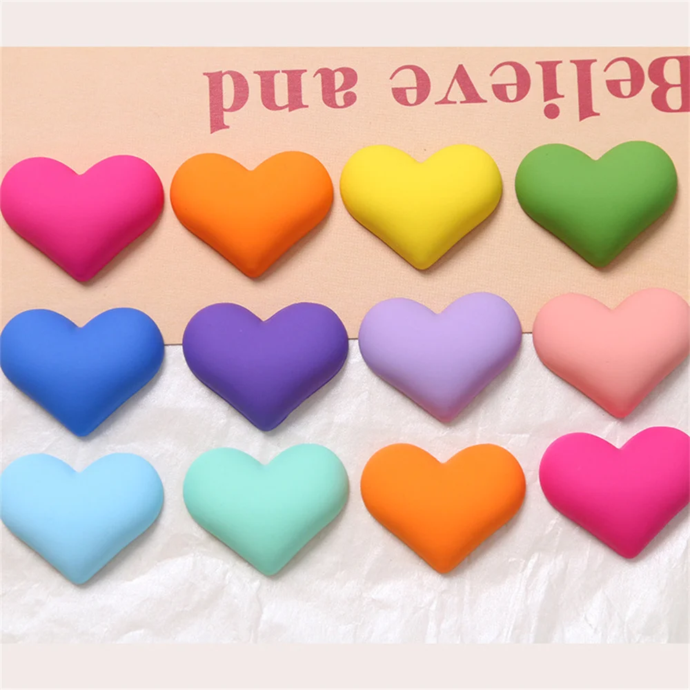 WFFNNKC 10Pcs Colorful Love Heart Resin Patch Jewelry DIY Craft Supplies Kids Hair Accessories Shoes Clothing Ornament Materials