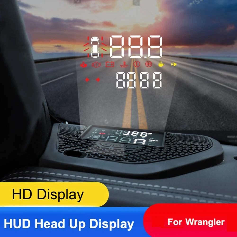 Classy-Car Head Up Display HD Projector Screen HUD Overspeed Alarm For Jeep Wrangler JL 2018 2019