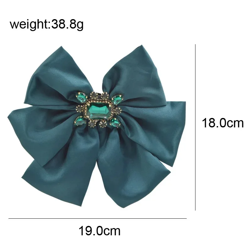 CINDY XIANG Dark Green Color Ribbon Bow Brooches for Women Fashion Crystal Handmade Large Bowknot Brooch Pin Bag Accessories