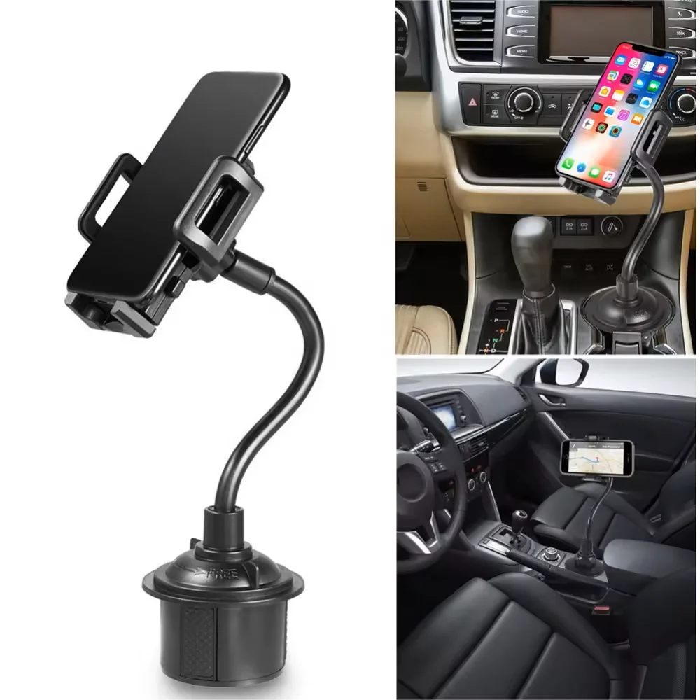 

2024 360 degree rotating Goose neck hot selling stable adjustable car cup cell phone holder bracket for cup car phone mountstand
