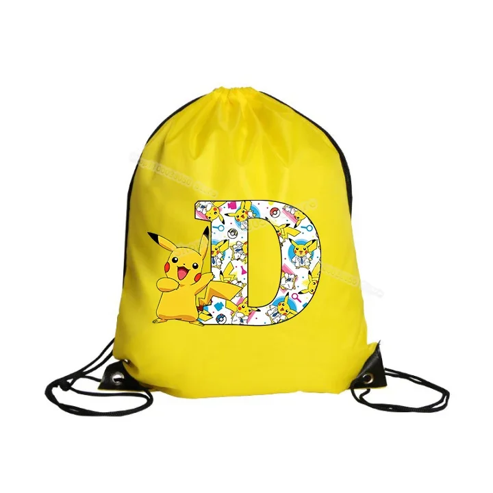 Pokemon Pikachu Drawstring Bag Sports Waterproof Backpack Bundle Pocket Terylene Basketball Bags Cartoon Anime Birthday Gift
