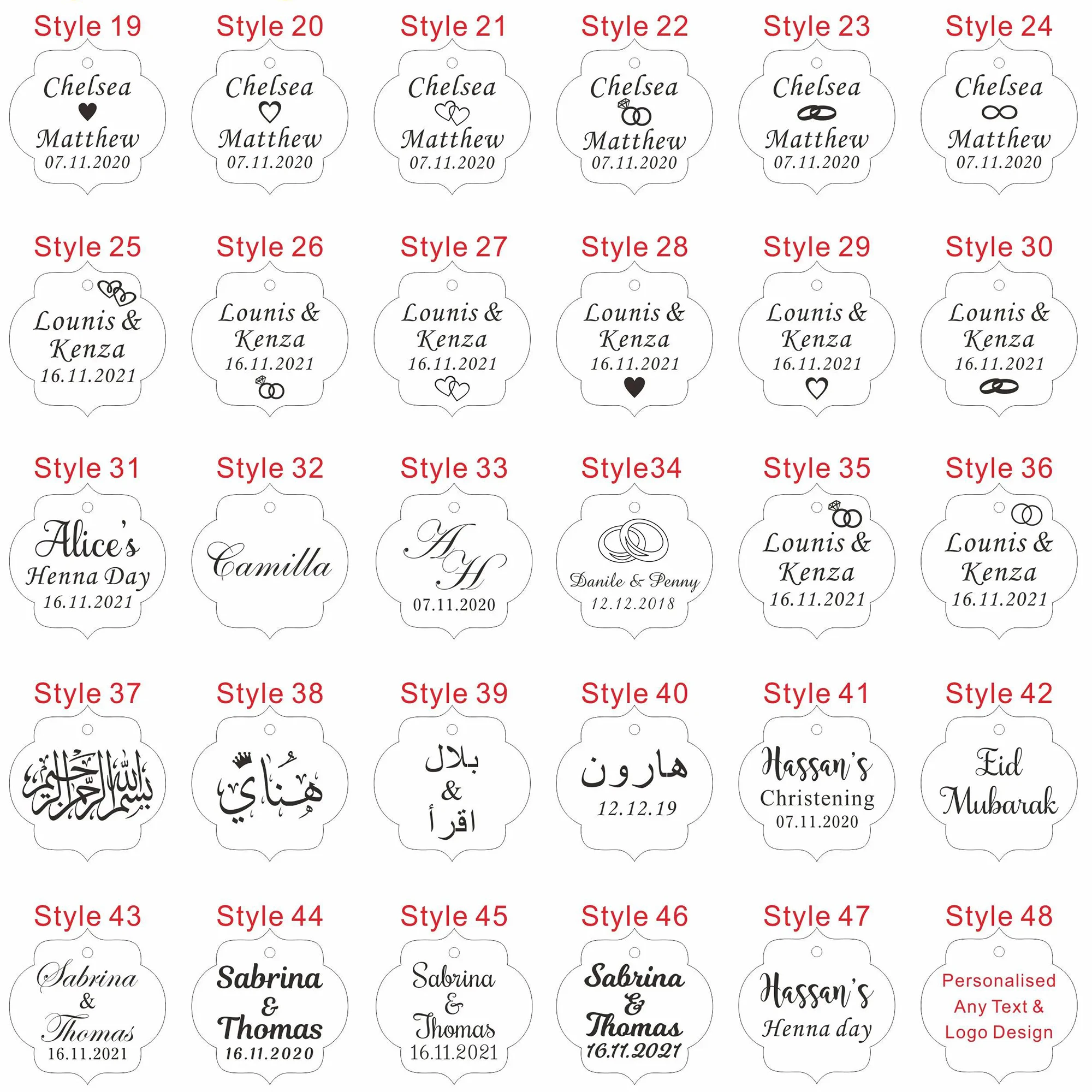 20/50/100Pcs Custom Wedding Party Baby Baptism Mirror Engraved Tag Decoration Gift Custom Name Gift Personalized Acrylic Tag