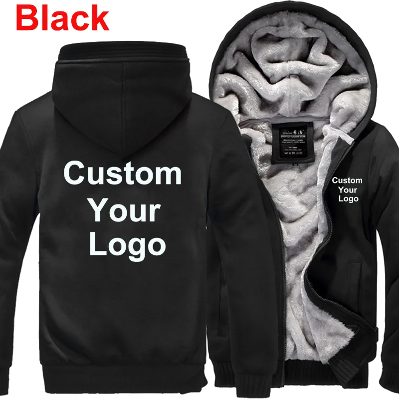 Winter Custom Your Logo Hoodies Warm Men Fashion Jacket Outdoor Casual Thicken Sweatshirts Men Coat