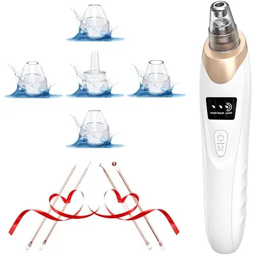 

Blackhead Remover Pore Vacuum Kit -Blackhead Extractor Tool with 3 Adjustable Suction Levels, 5 Probes, USB Rechargeable