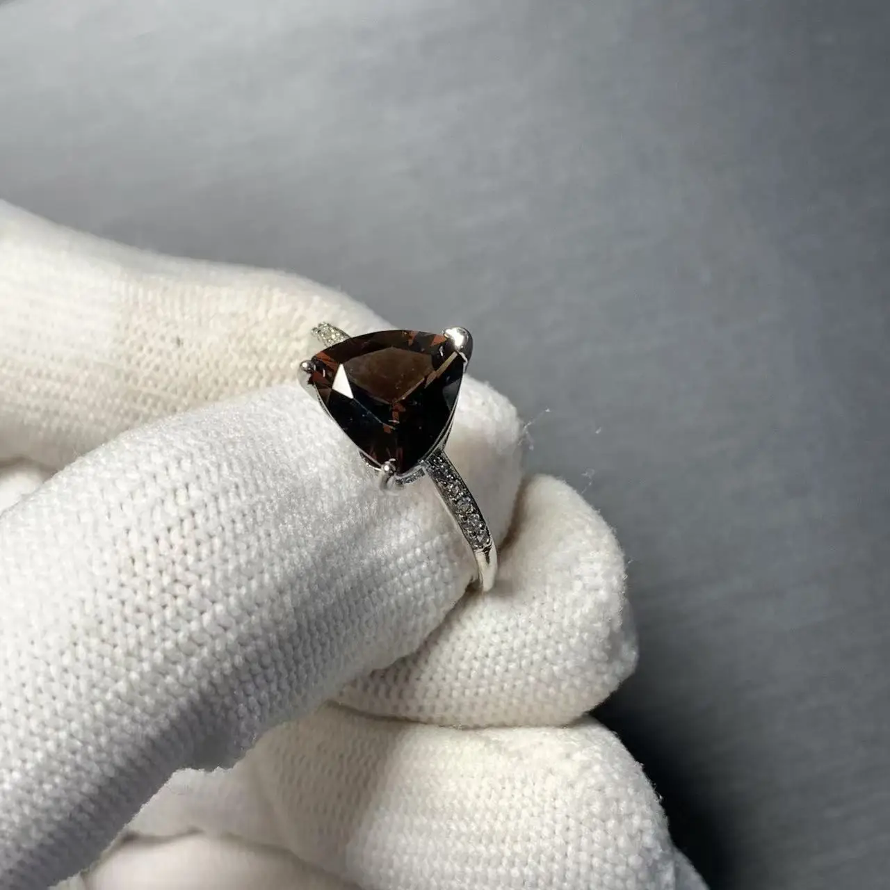 MM Natural Smoky Quartz Ring Adjustable Female Ring Jewelry for Women Gift Wholesale High Quality Vintage Fine