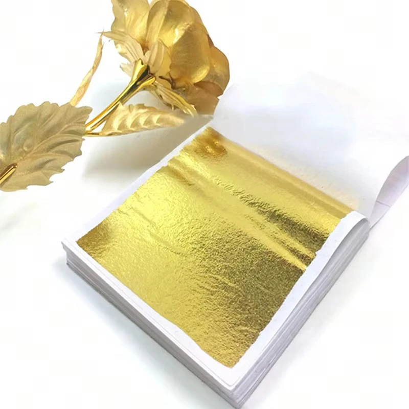 100PCS Set Gold Foil Decorative Paper 9.3X8.6CM DIY Handmade Sticker Gold Foil Paper Painting Handmade Birthday Cake Decoration