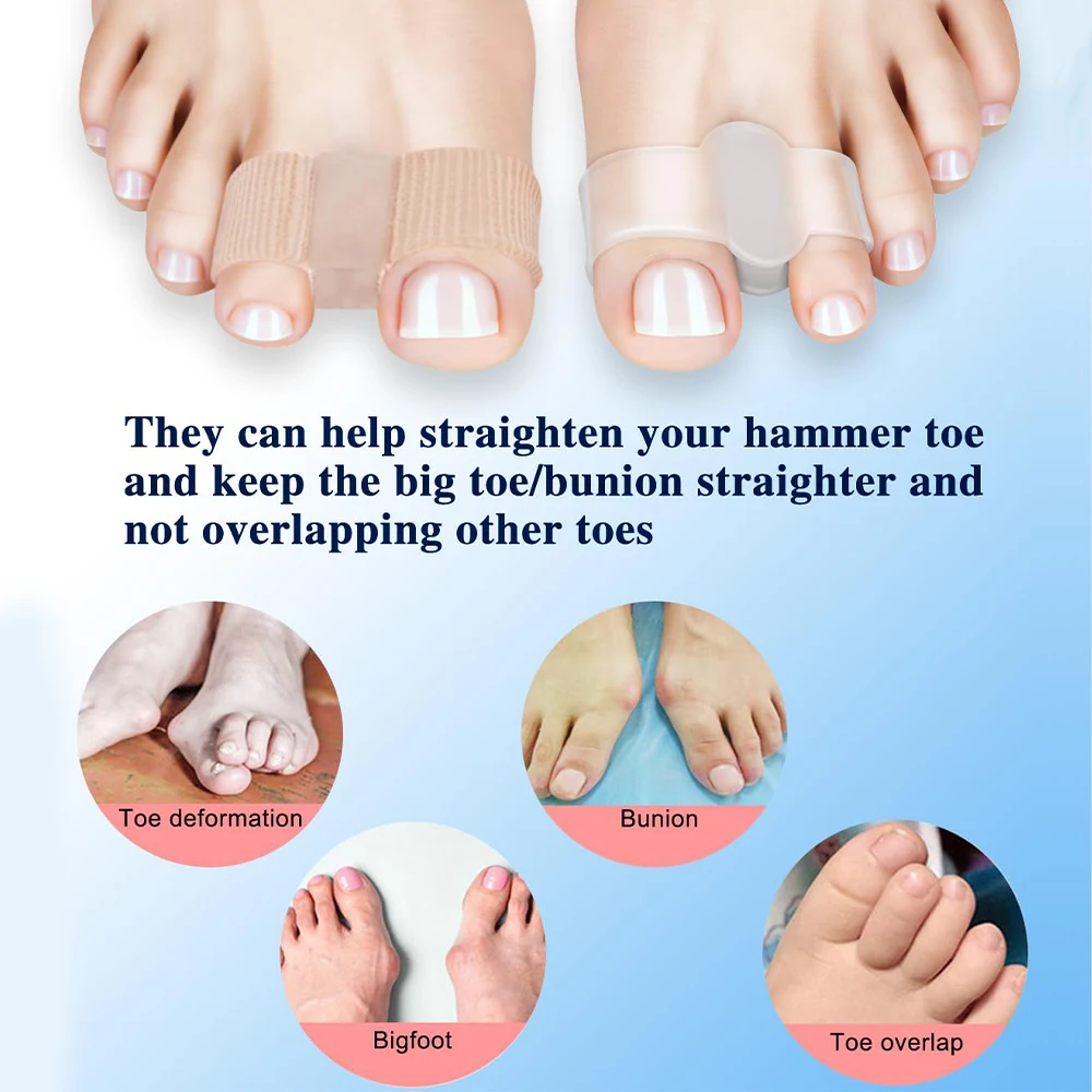 2 Pairs Toe Separator Hallux Valgus Bunion Corrector Orthotics Feet Bone Thumb Adjuster Correction Pedicure Feet Straightener