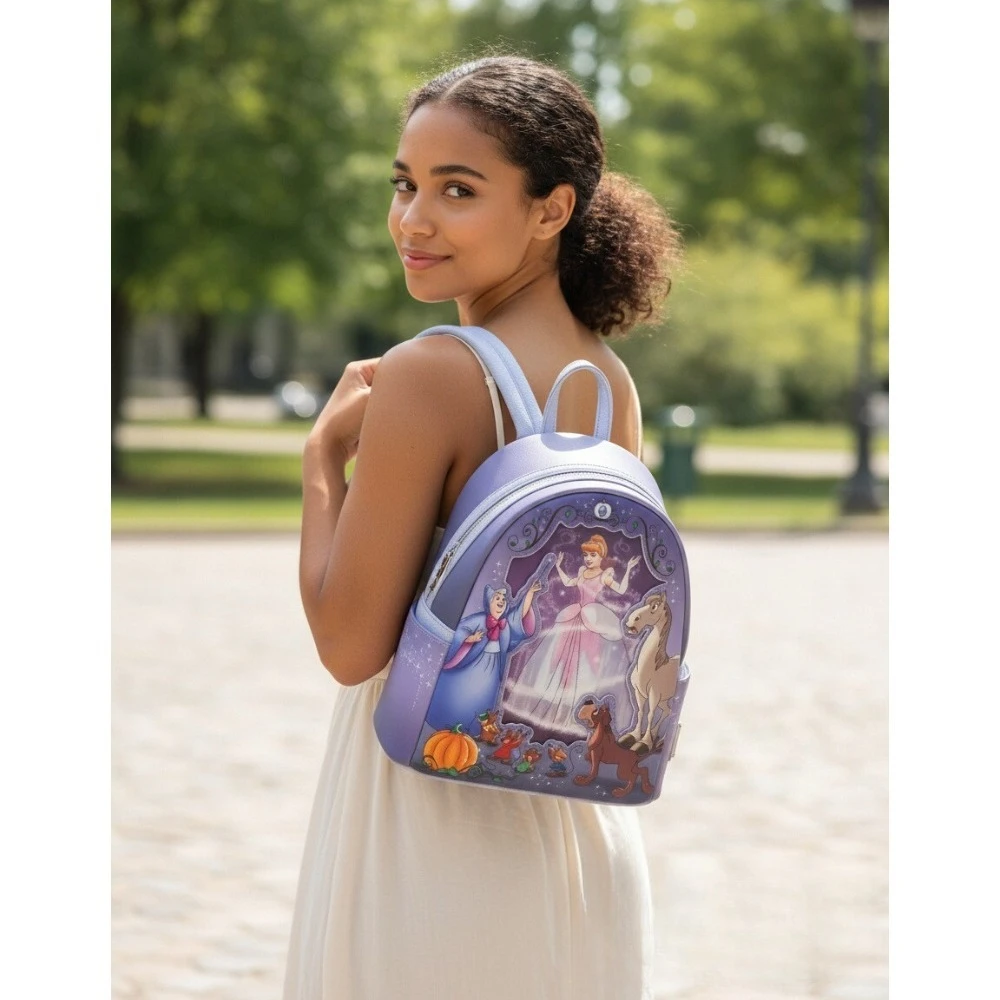 

Cinderella 100th Anniversary Mini Backpack Womens Double Strap Shoulder Bag Purse Double Shoulder Backpack Gift