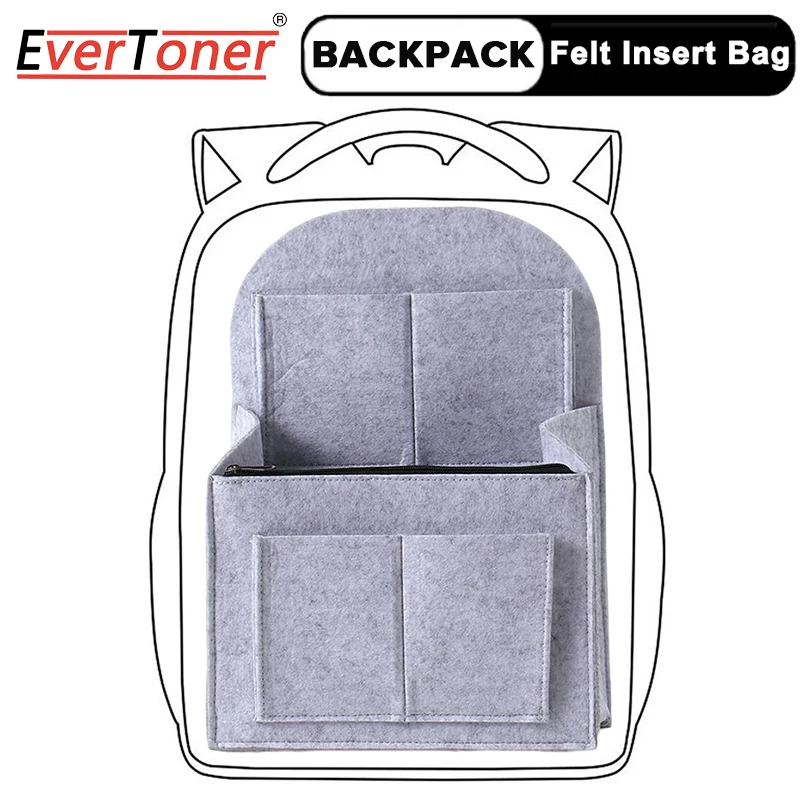 

EverToner Felt Travel bag Insert Backpack Organizer, Purse Inner Organizer Women Shoulders Sundries Finishing Storage Bag