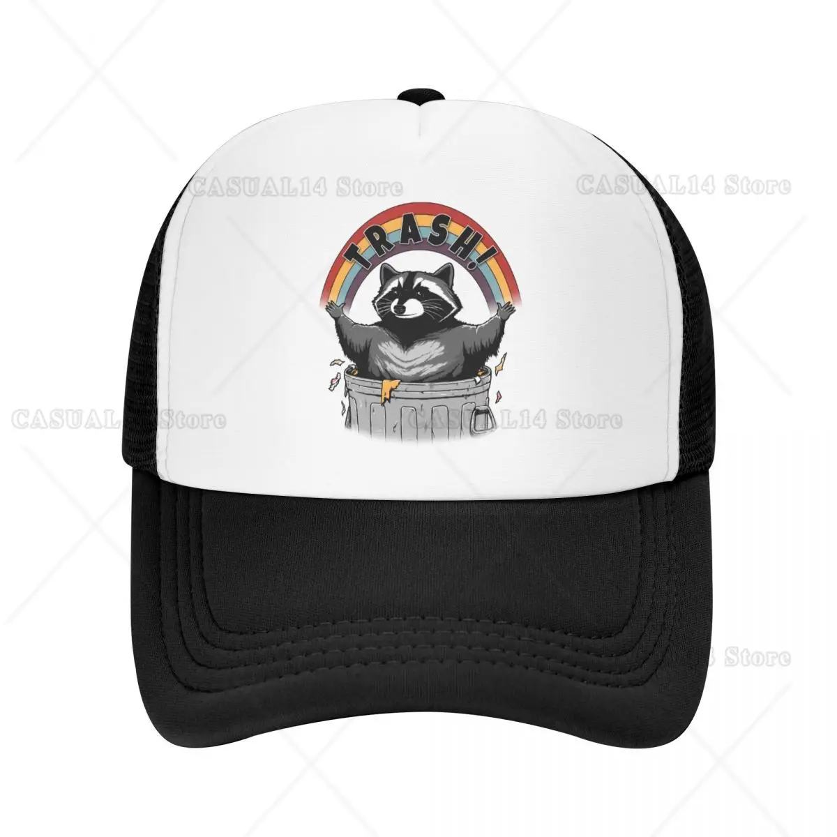 

Retro Live Fast Eat Trash Raccoon Baseball Cap Outdoor Men Women's Adjustable Racoon Panda Trucker Hat Spring Snapback Caps