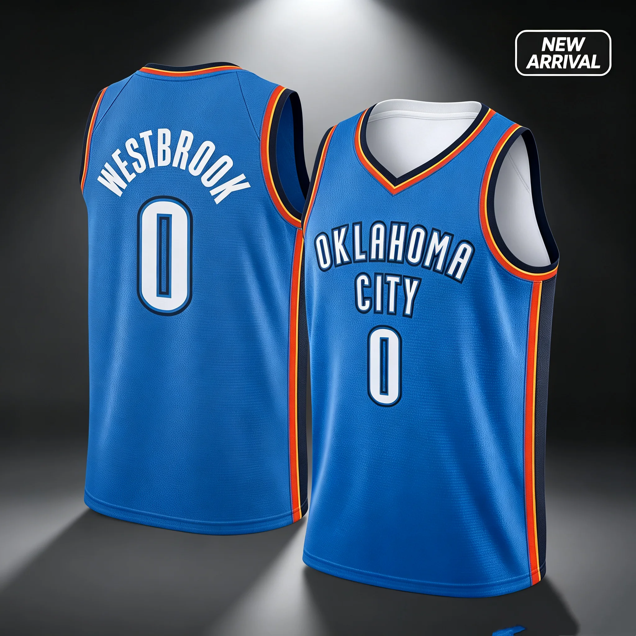 Oklahoma Russell Westbrook Klassisches Basketballtrikot für Herren, Sommer-Sportbekleidung, Komfortable Weste, Atmungsaktiv, Schnelltrocknend, Streetwear – Detail 5