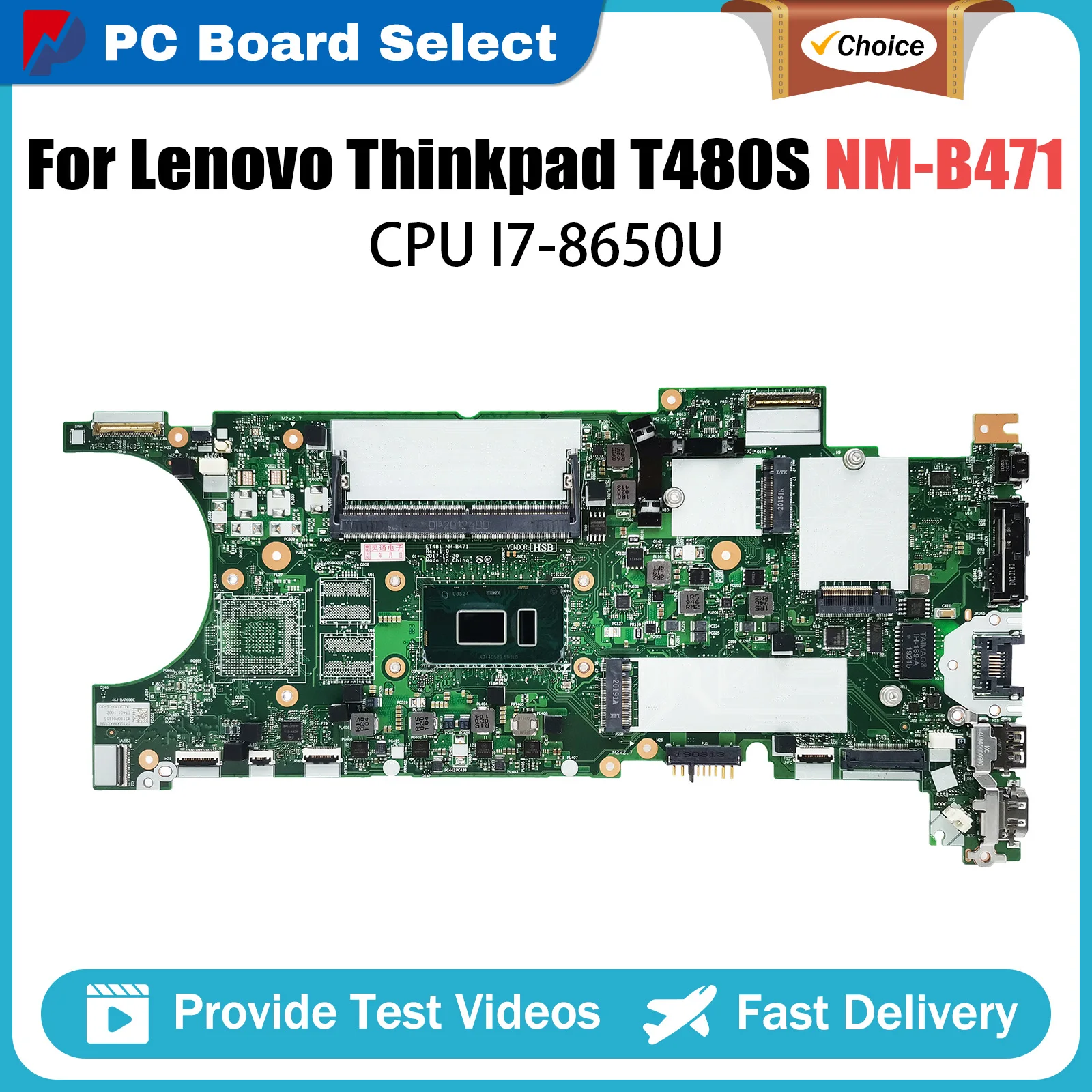 

For LENOVO Thinkpad T480S Laptop Motherboard NM-B471 i5-8250U i5-8350U i7-8550U With RAM 02HL838 01LV606 Mainboard 100% tested