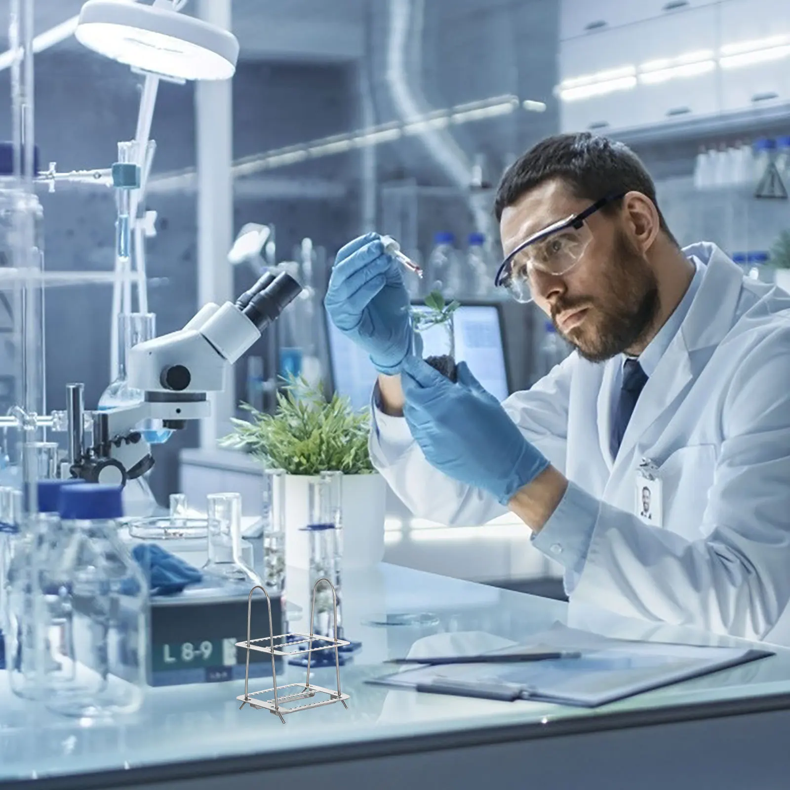 

Microscope Slide Drying Rack 3.7X2.7X2.7In Stainless Steel Vertical Stand For Laboratory Slide Storage Biology Experiment