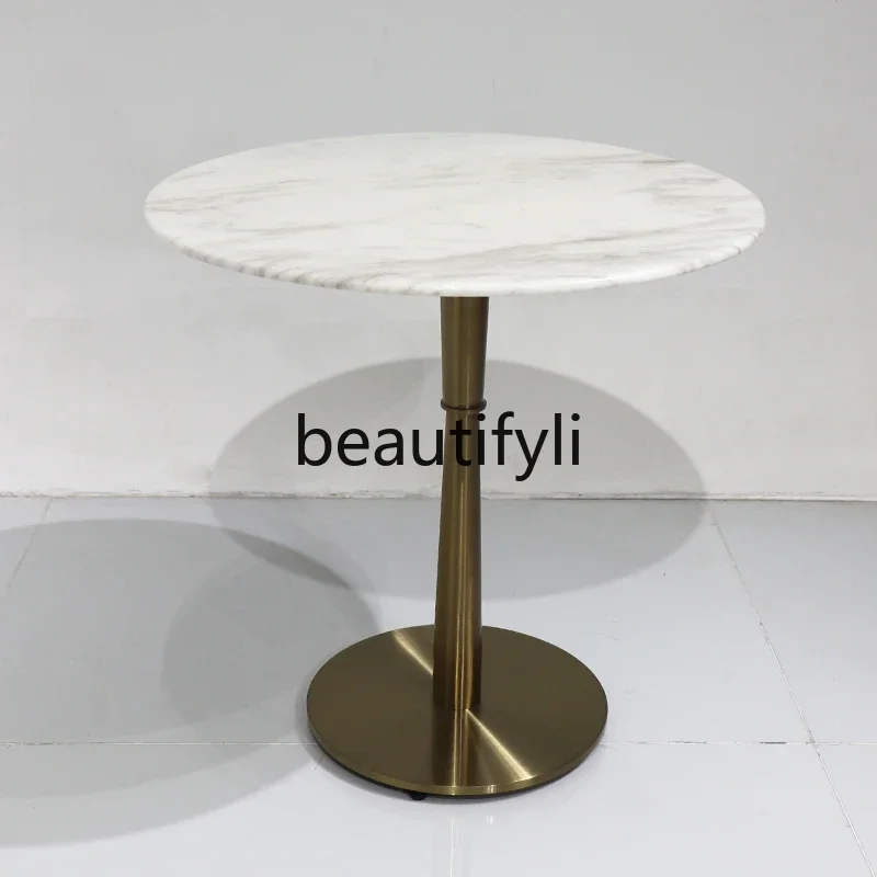 Italian marble edge table round light luxury craft coffee table