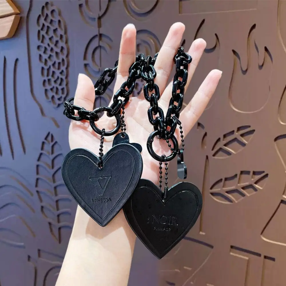 

Сумка-подвеска Pure Black Love Heart Shaped Keychain NOIR V Металлическая цепочка Love Chain Keyring Ins Cute Love Heart Key Ring Сумка подвесная
