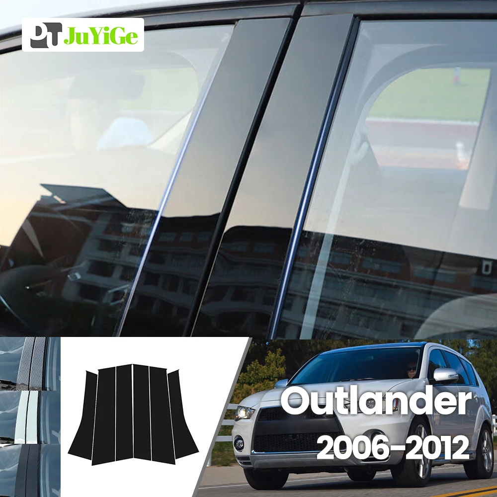 

For Mitsubishi Outlander MK2 CW 2006-2012 2007 2008 Bright Black Carbon Fibre Window Door B C Sticker
