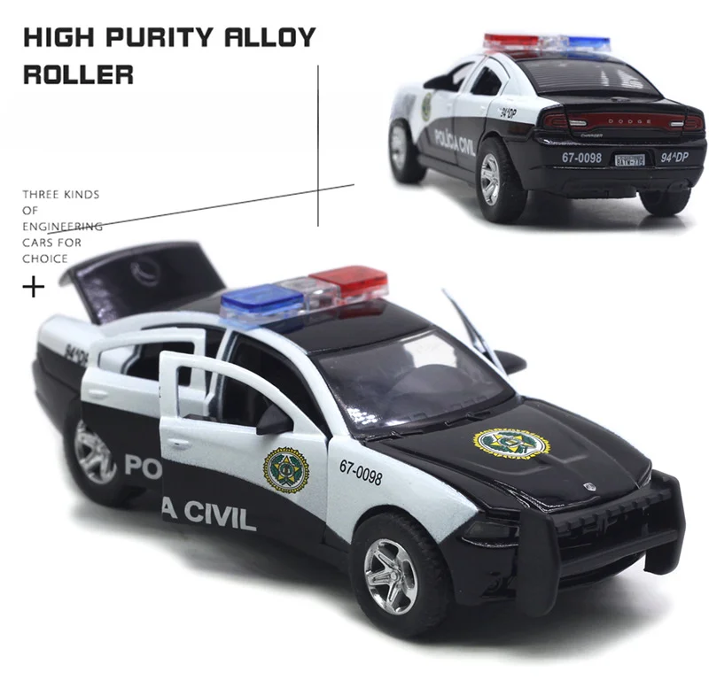 Dodge Charger Police Car Alloy Model 6-door Simulation Car Model Toy Sound and Light Model Simulation Equal-scale Car Ornaments