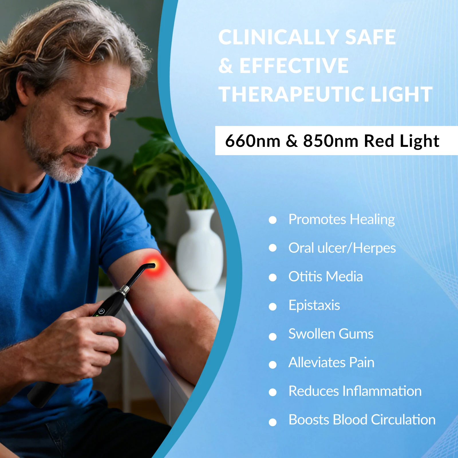 Frovab Cold Sore Canker Lip Oral Physiotherapy Wand Handheld Red Infrared Light Therapy Device 660nm 850nm Body Pain Relief - Image 3
