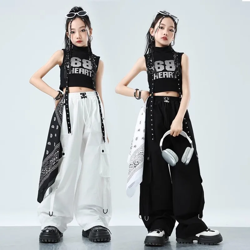 Dopamine Tactical Cargo Pants For Girl Jazz Dance Costume Clothes 2024 New Kid Hip Hop Clothing Streetwear Colorful Cargo pant