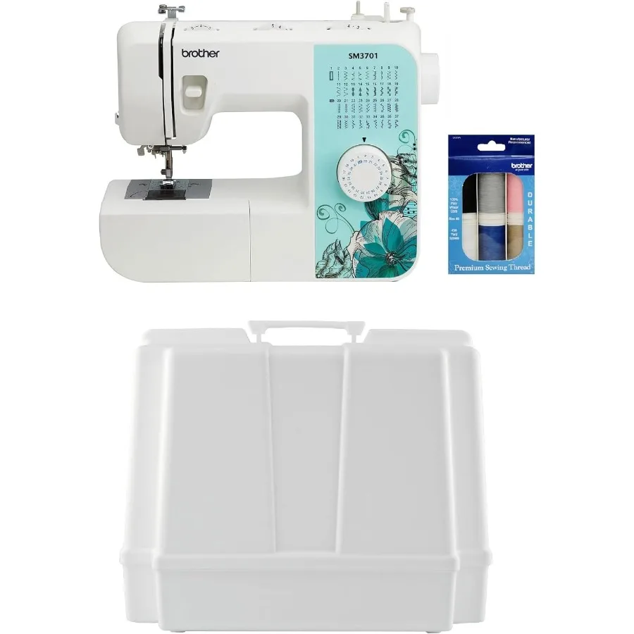 

SM3701 37-Stitch Free Arm Sewing Machine and Hard Plastic Storage and Carry Case Premium Sewing Thread 6-Pack Included