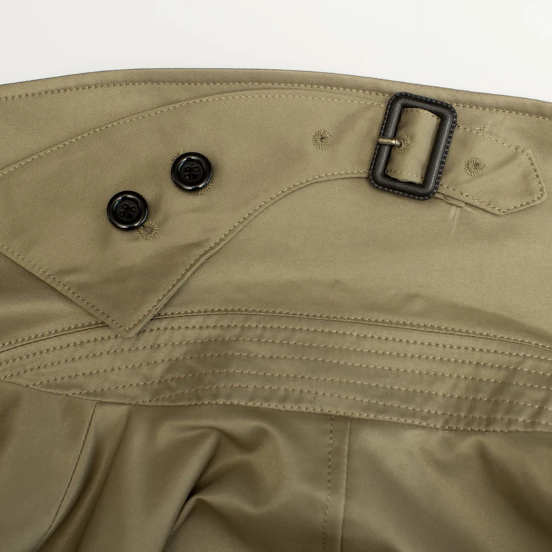 British Style Men Double Breasted Long Trench Plus Size Spring Autumn Casual Windbreaker Slim Khaki Waterproof Classic Trench